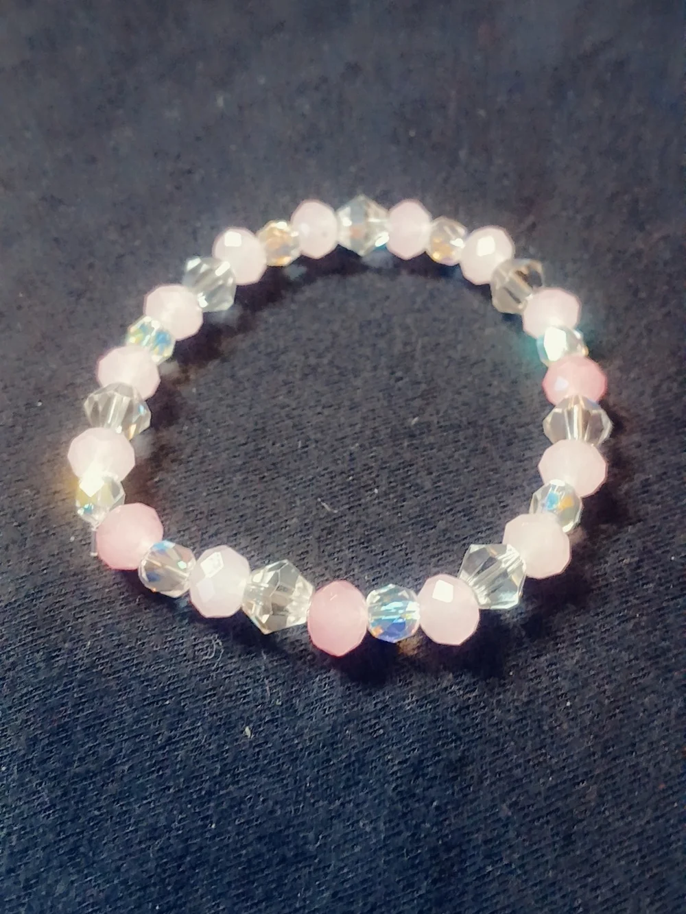 Pink and Clear Faceted Stretch Bracelet - Women Jewelry